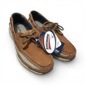 West Marine Brown Leather Boat Shoes Boating Coastal Slip On Shoe Yacht Club NWT